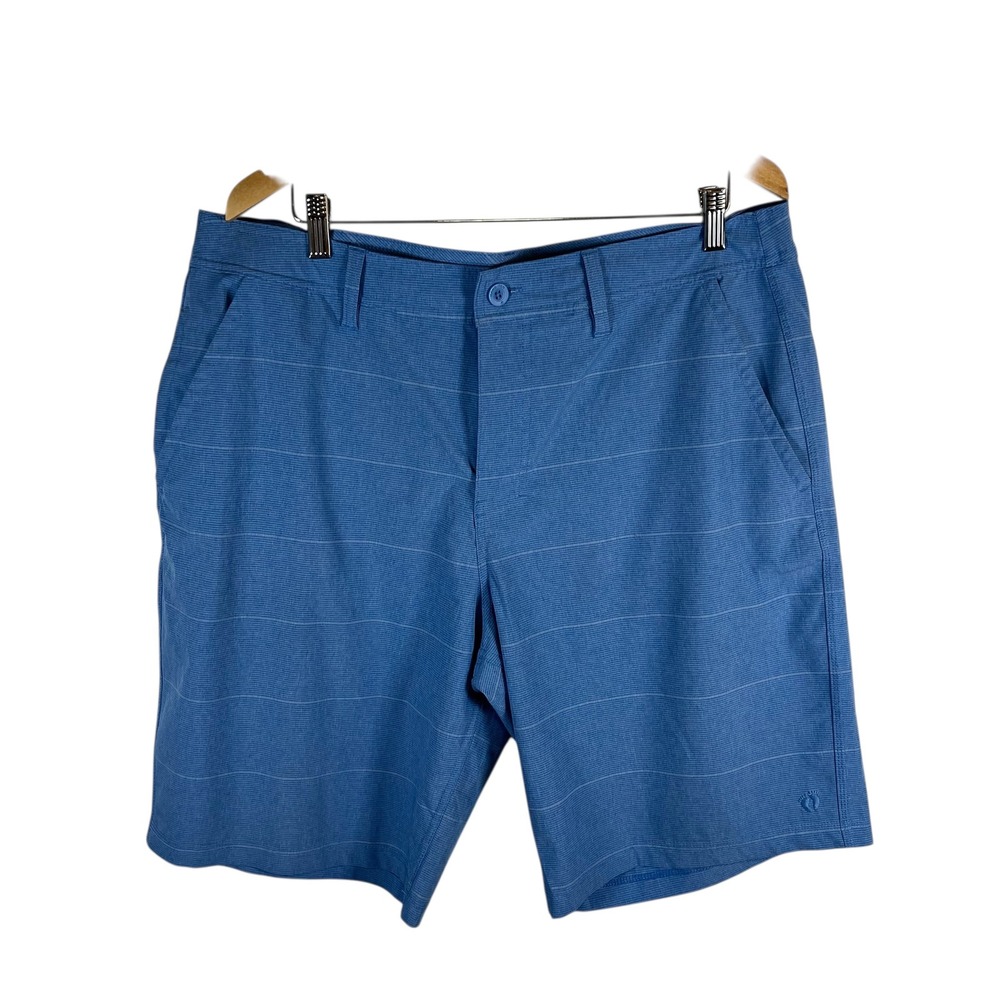 Hang Ten‎ Mens Hybrid Shorts Blue Striped Stretch Board Shorts Size 38 Beach